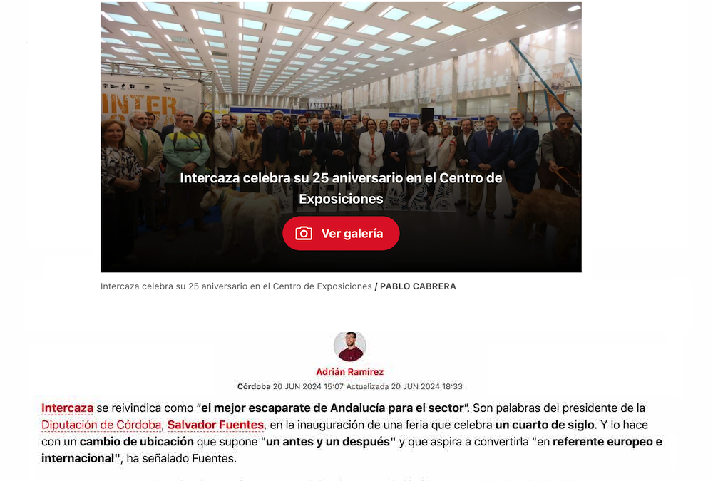 Diario Córdoba 21-6 INTERCAZA CÓRDOBA _ Intercaza se reivindica como _la mejor feria del sector en Andalucía_ en su inauguración